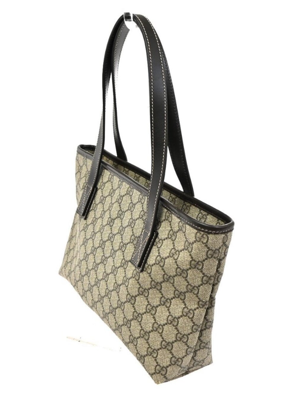 GUCCI Logo GG Pattern Hand Tote Bag Supreme Leather Brown Italy 80TA566 - Picture 4 of 15